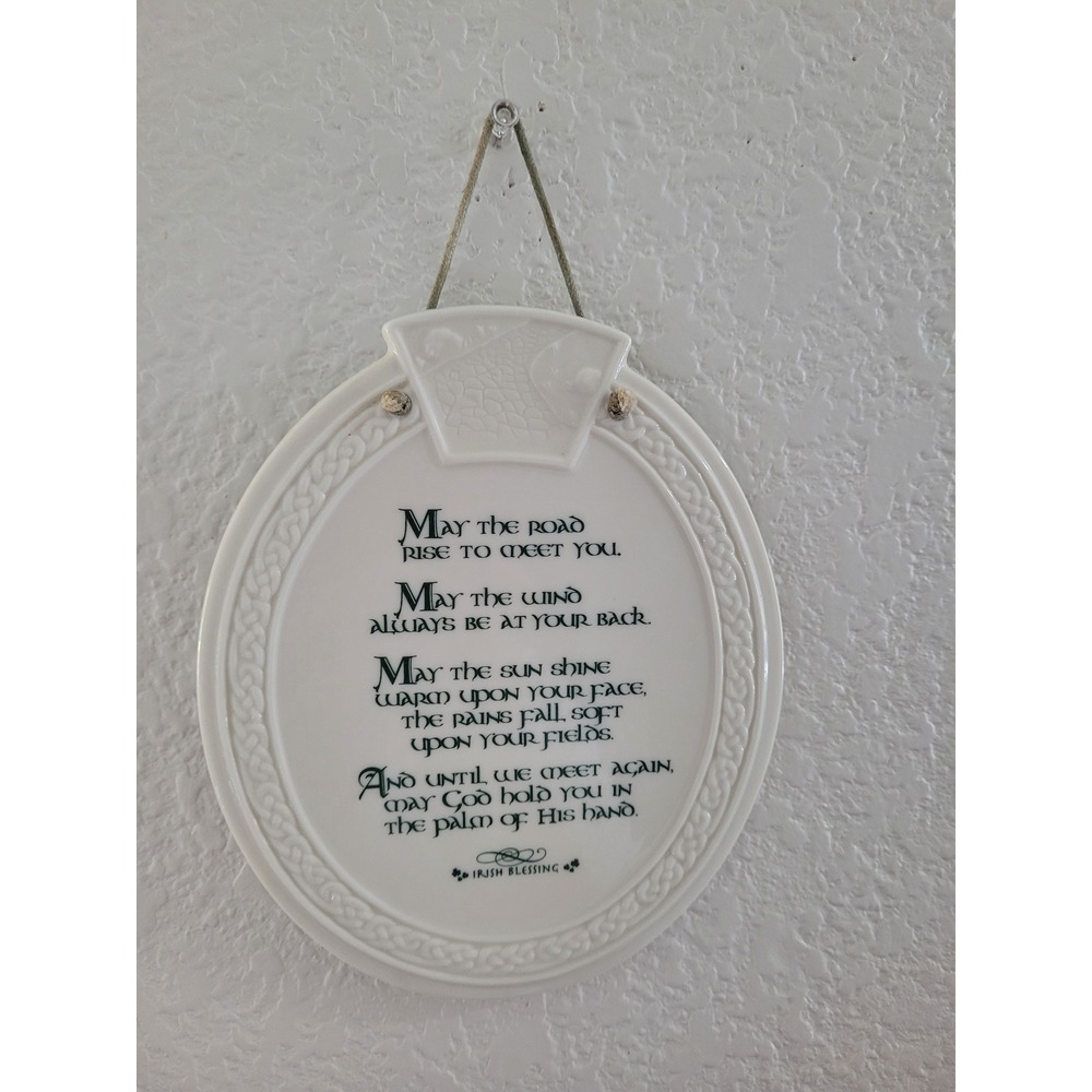 Roman Inc Irish Blessing Ceramic Wall Plaque Oval Celtic Braided Border 7x6